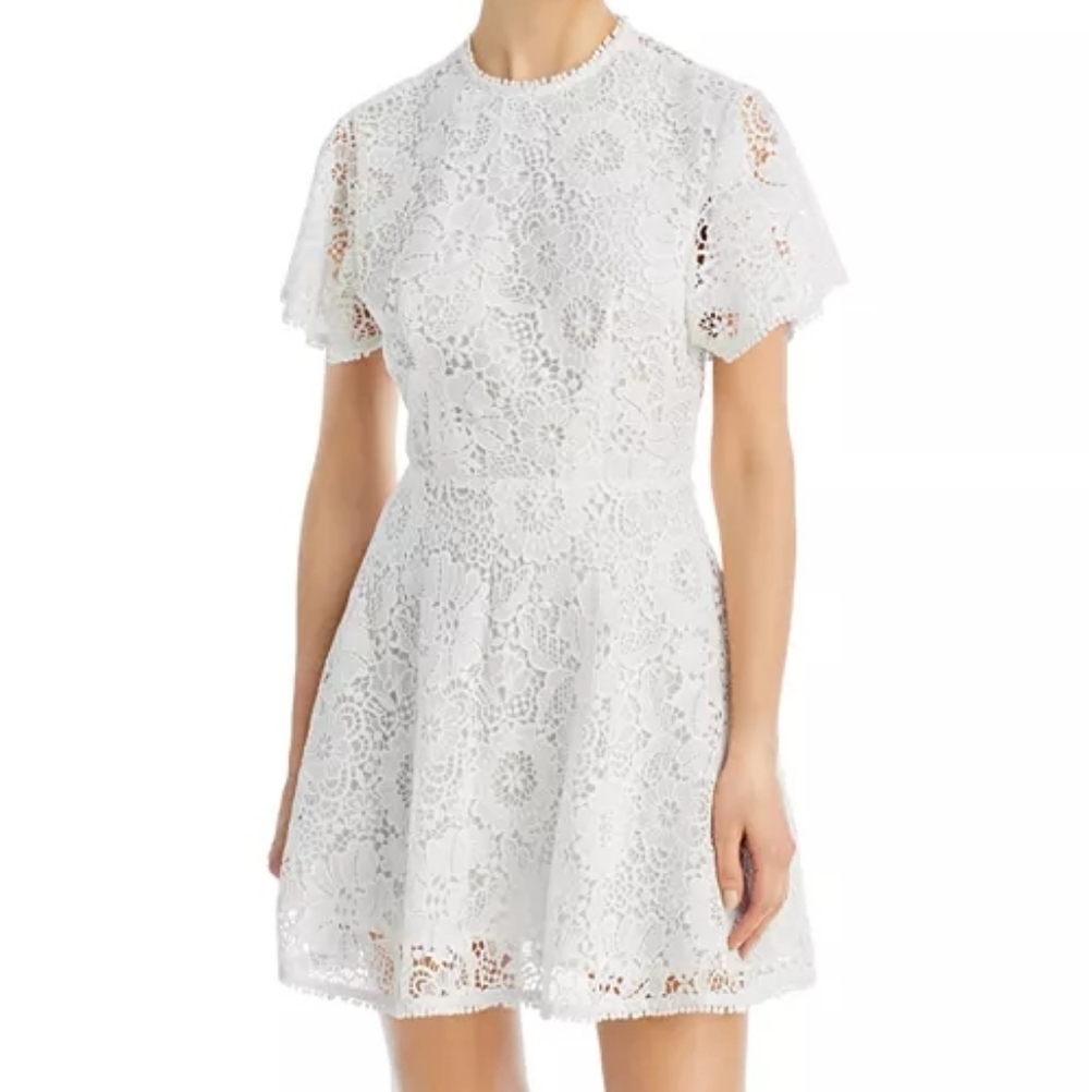 Sabina Musayev White Sue Lace Open Back Mini Dress Size Small